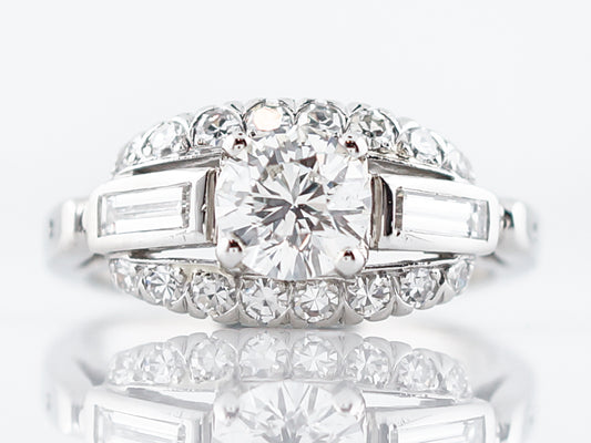 Estate Engagement Ring Late Art Deco in Platinum