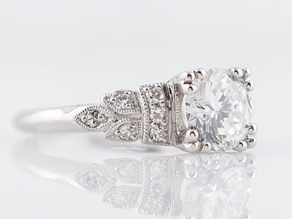 Antique Engagement Ring Art Deco .89 Round Brilliant Cut Diamond in Platinum