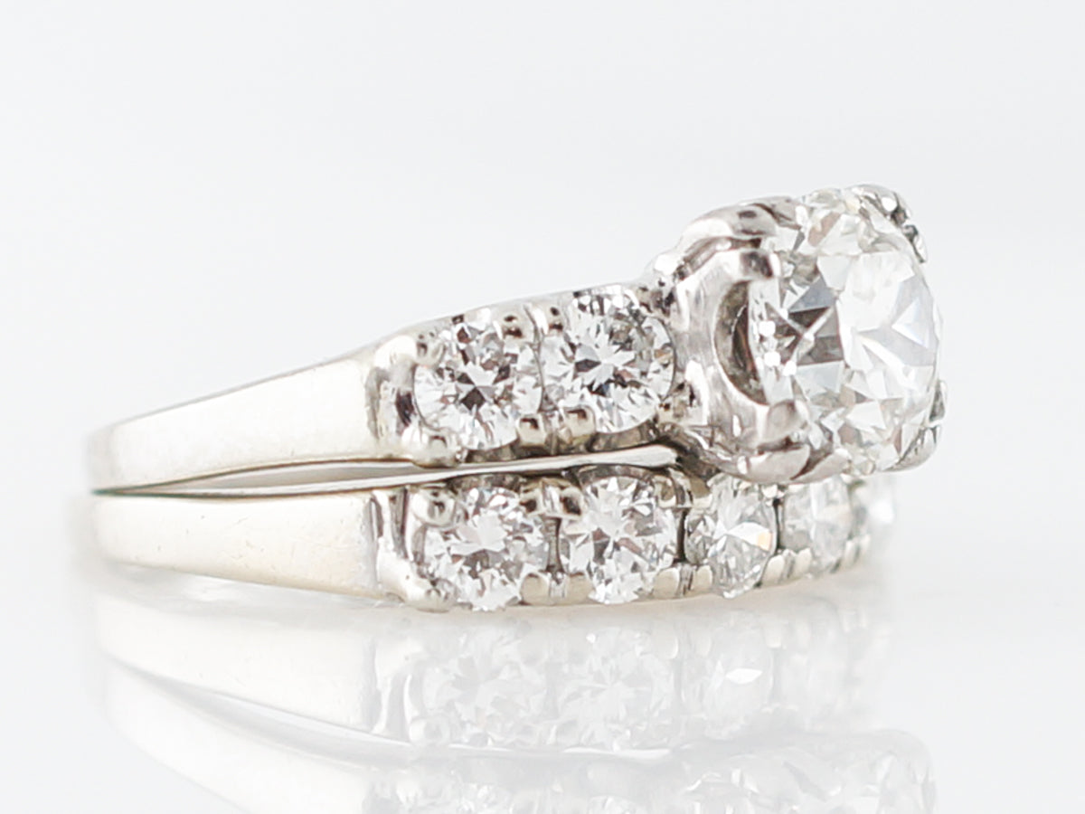 ***RTV11/23***Antique Engagement Ring Art Deco .90 Old European Cut Diamond in 14k White Gold
