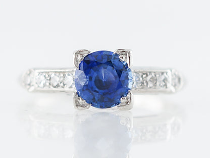 Vintage Art Deco Solitaire Sapphire Engagement Ring