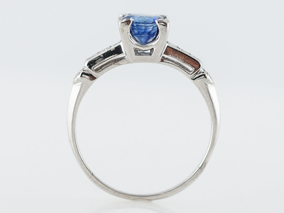 Vintage Art Deco Solitaire Sapphire Engagement Ring