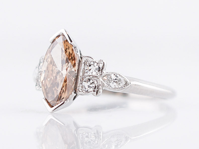Antique Engagement Ring Art Deco .96 Marquis Cut Diamond in Platinum