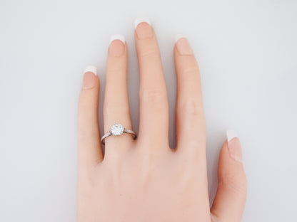 Antique Engagement Ring Art Deco GIA 1.01 Round Brilliant Cut Diamond in 14K White Gold