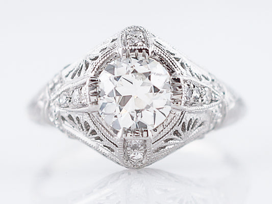 Vintage Platinum Filigree Diamond Engagement Ring