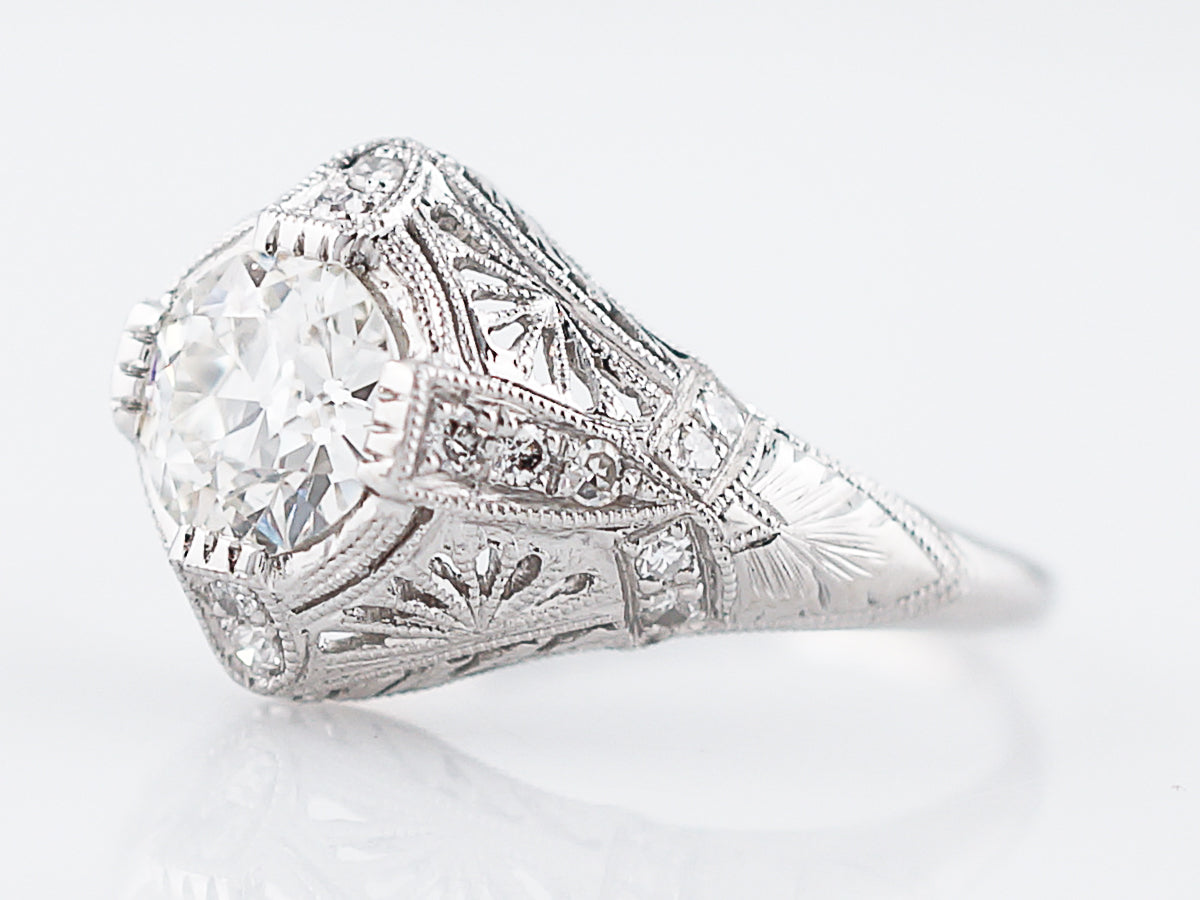 Vintage Platinum Filigree Diamond Engagement Ring