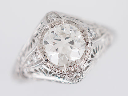Vintage Platinum Filigree Diamond Engagement Ring