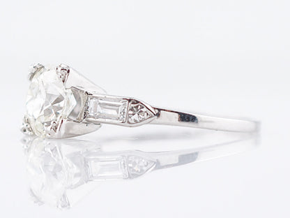 Antique Engagement Ring Art Deco 1.26 Old European Cut Diamond in Platinum