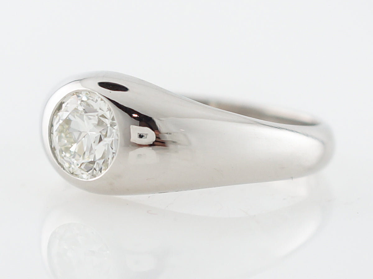 Bezel Set Vintage Art Deco Solitaire Diamond Ring in Platinum