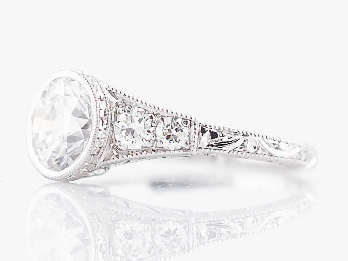 Antique Engagement Ring Art Deco 1.42 Round Brilliant Cut Diamond in Platinum