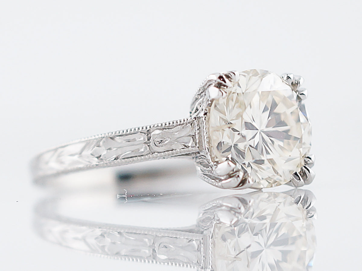 Antique Engagement Ring Art Deco 1.55 Round Brilliant Cut Diamond in Platinum