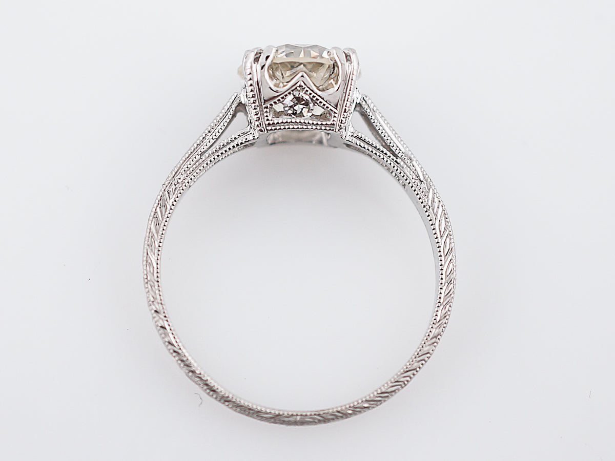Antique Engagement Ring Art Deco 1.55 Round Brilliant Cut Diamond in Platinum