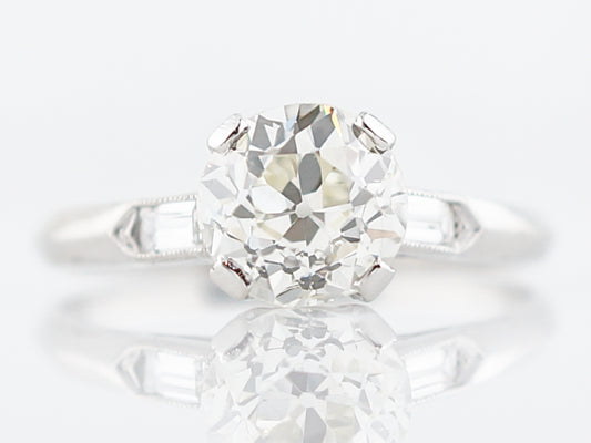 Vintage Heirloom Ring European Cut Diamond w/ Baguette Accents