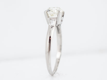 Vintage Heirloom Ring European Cut Diamond w/ Baguette Accents