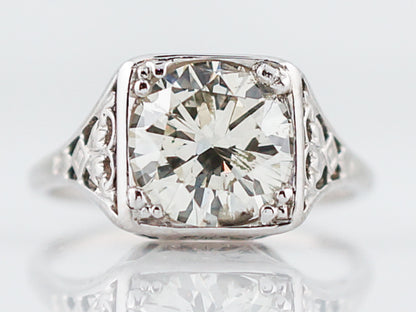 Antique Engagement Ring Art Deco 1.84 Round Brilliant Cut Diamond in 14k White Gold
