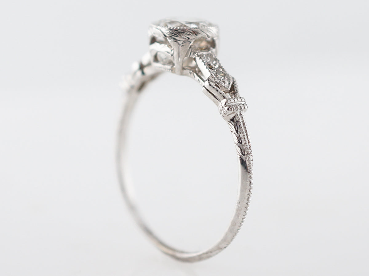 GIA Certified .85 Art Deco Vintage Diamond Engagement Ring