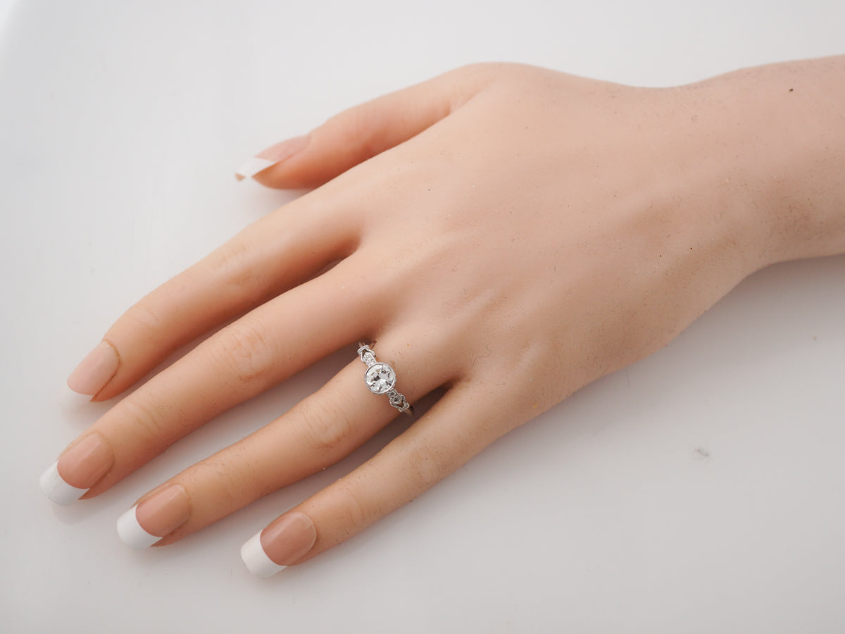 GIA Certified .85 Art Deco Vintage Diamond Engagement Ring