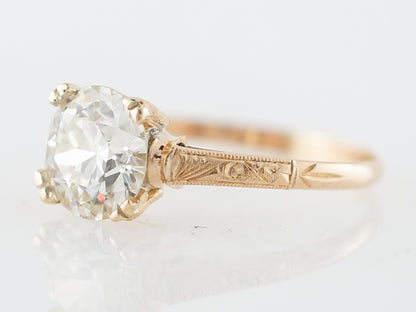 Vintage Engagement Ring Art Deco GIA 1.45 Old European Cut Diamond in 18k Yellow Gold