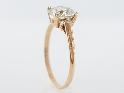 Vintage Engagement Ring Art Deco GIA 1.45 Old European Cut Diamond in 18k Yellow Gold