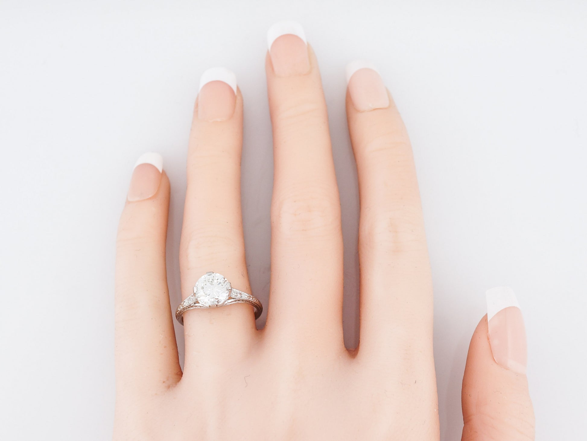 Antique Engagement Ring Art Deco GIA 1.50 Round Brilliant Cut Diamond in Platinum