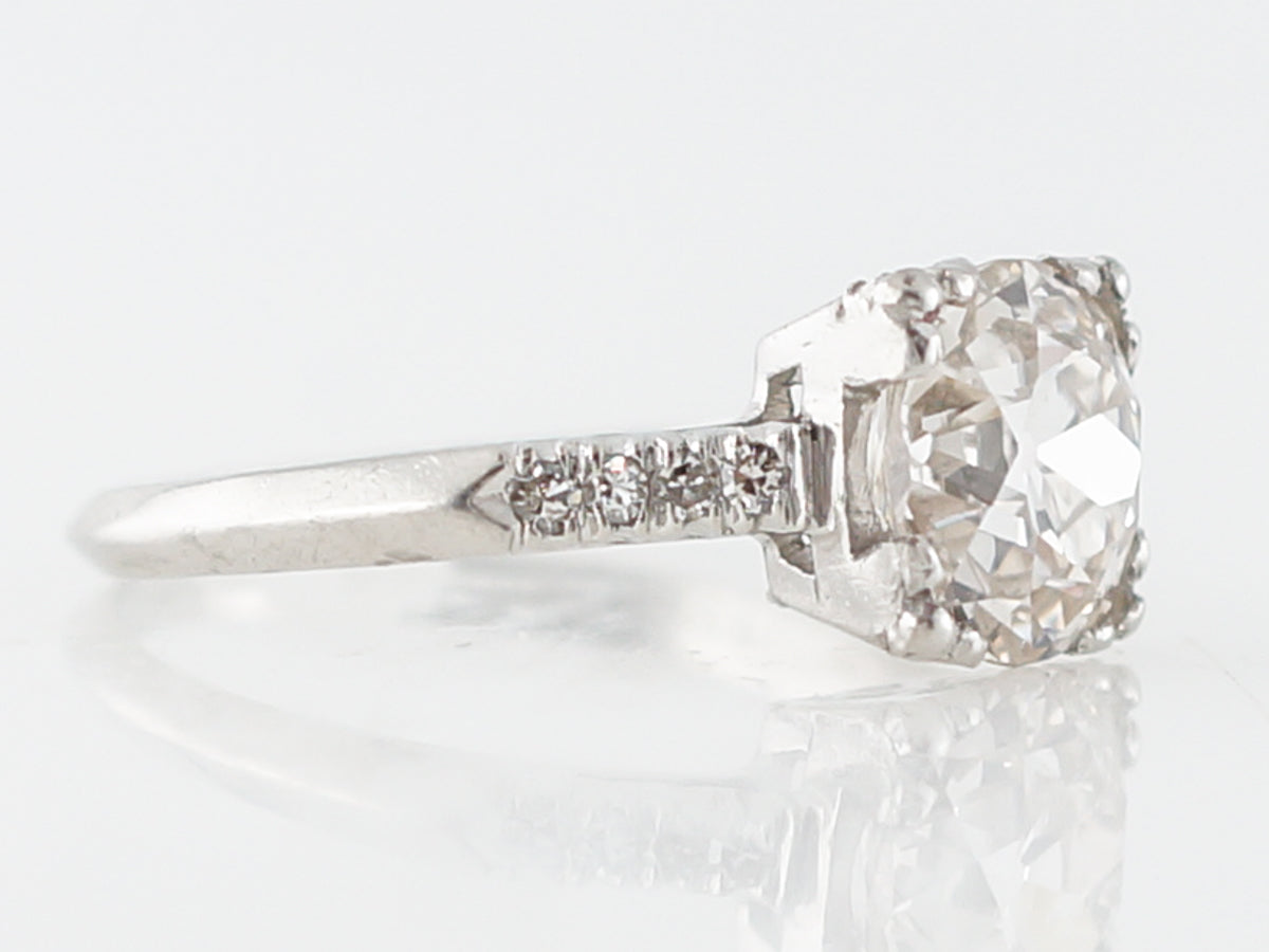 **RTV 10/30/18***Antique Engagement Ring Art Deco GIA 2.30 Old Mine Cut Diamond in Platinum