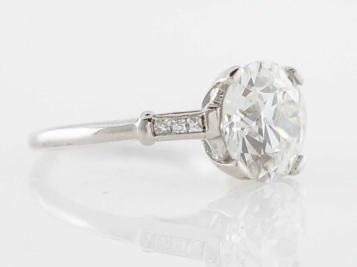 Antique Engagement Ring Art Deco GIA 2.65 Old European Cut Diamond in Platinum