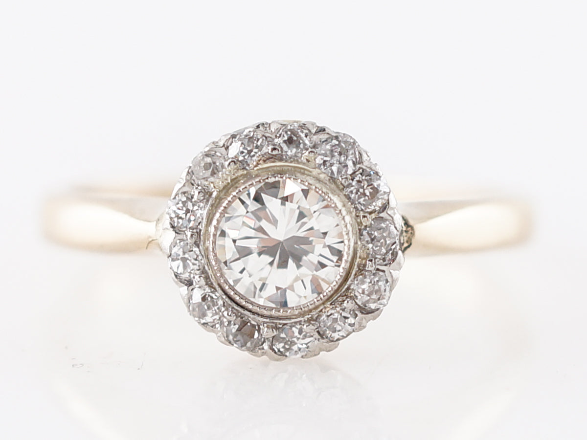 Bezel Set Victorian Diamond Cluster Ring in Yellow Gold