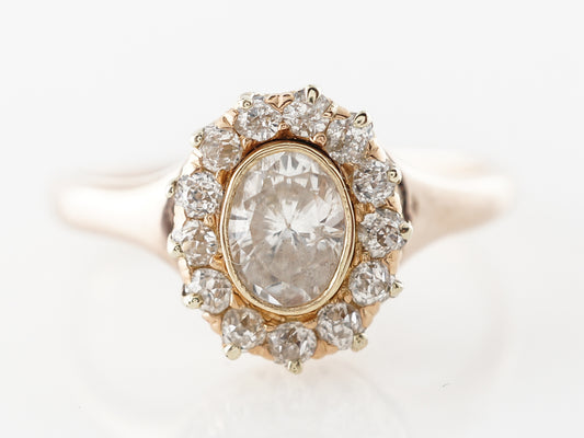 Antique Engagement Ring Victorian .41 Oval Cut Diamond in 14k Yellow Gold