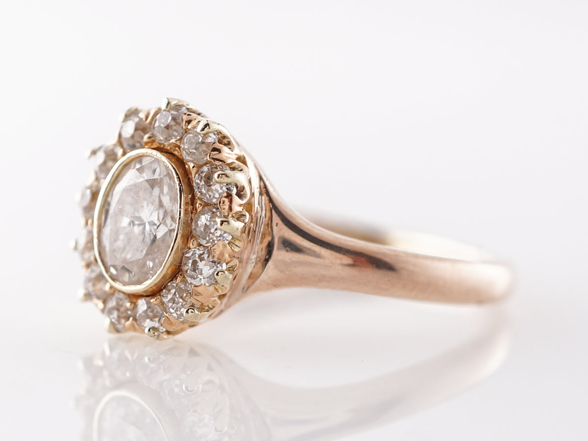 Antique Engagement Ring Victorian .41 Oval Cut Diamond in 14k Yellow Gold