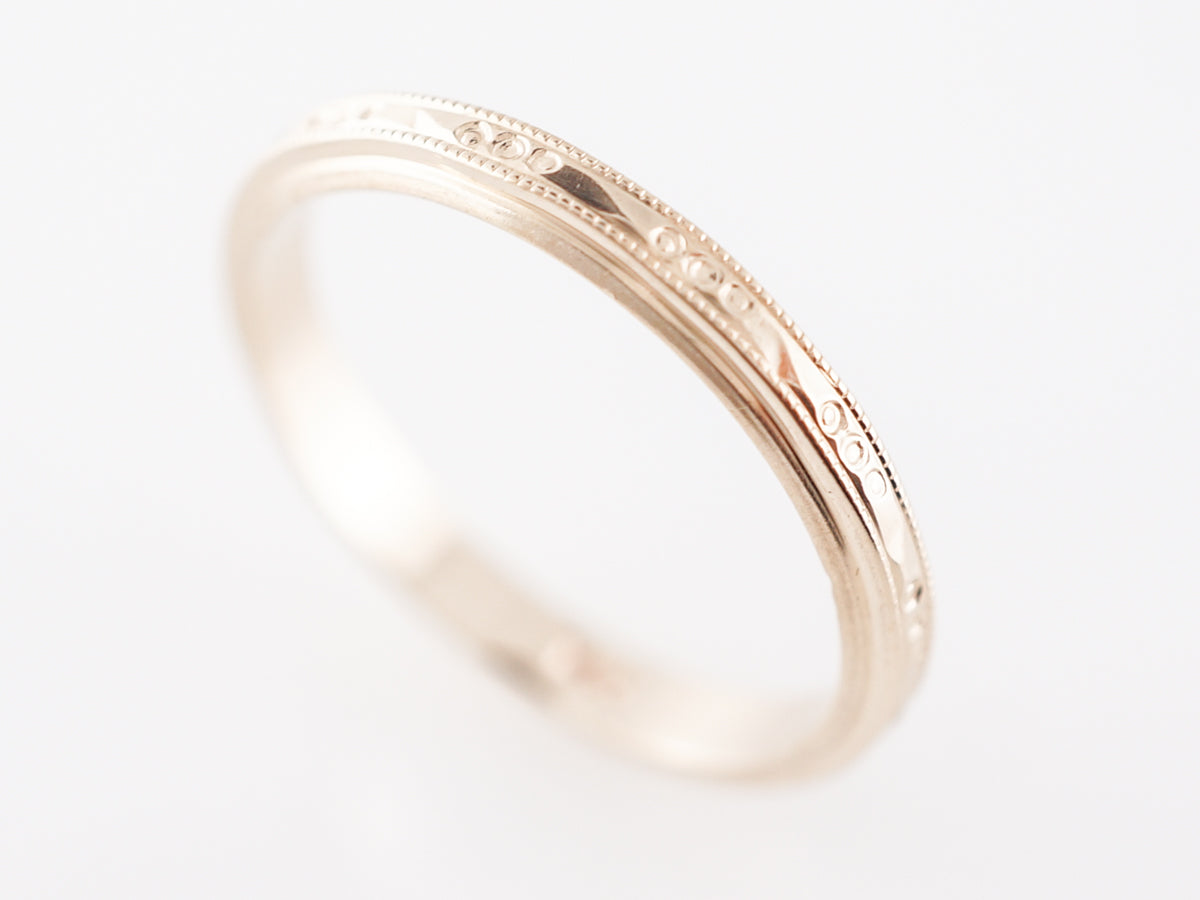 Antique Art Deco Engraved Wedding Band in Yellow Gold
