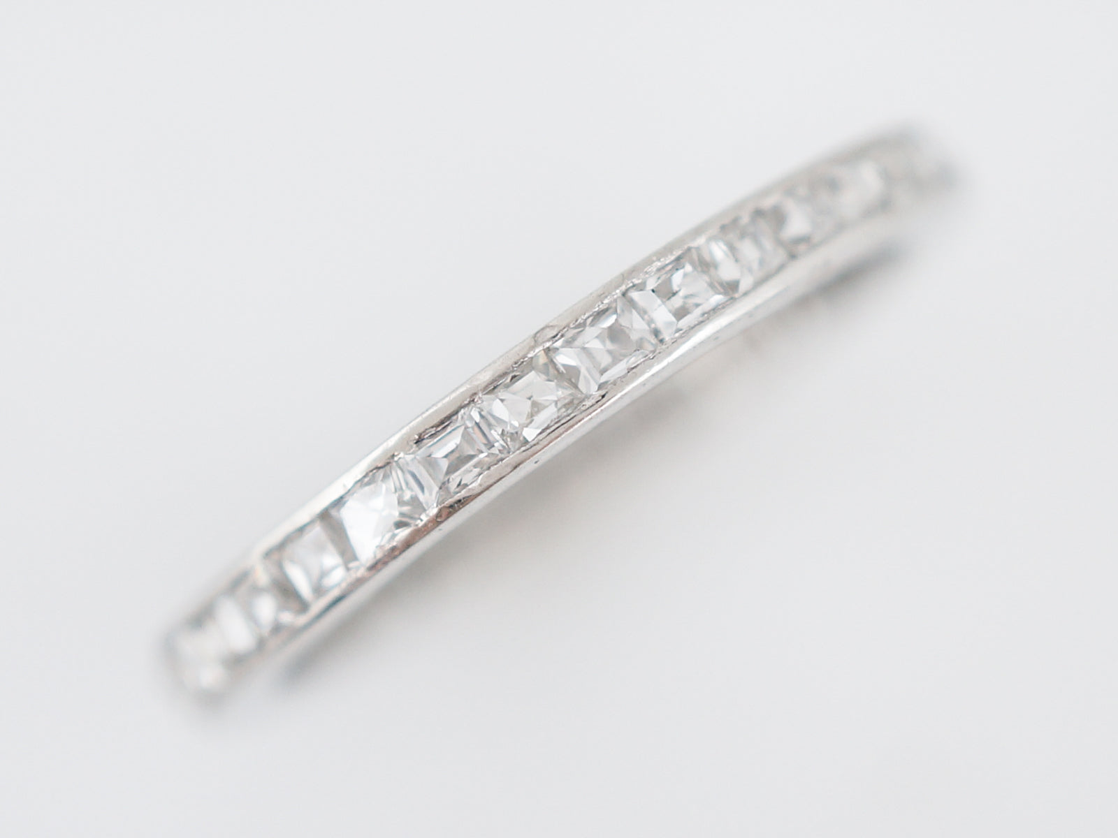 Antique Eternity Wedding Band Art Deco .66 Step & French Cut Diamonds in Platinum