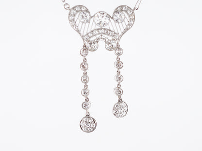 Antique Necklace Art Deco 3.37 carat Old European Cut Diamonds in Platinum