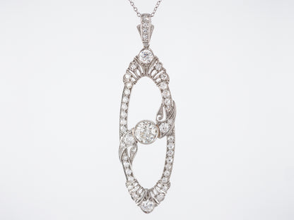 Antique Necklace Art Deco 2.26 Old European Cut Diamonds in Platinum