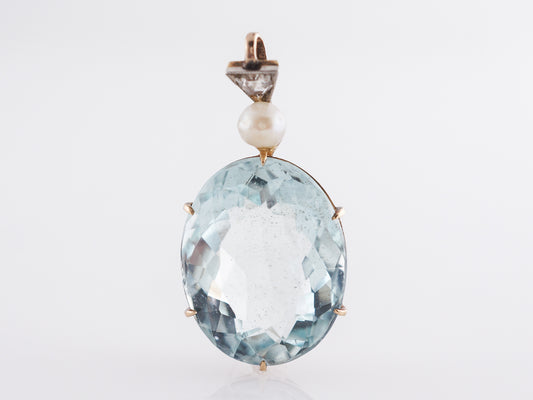 Edwardian Aquamarine Pendant in Platinum & Yellow Gold