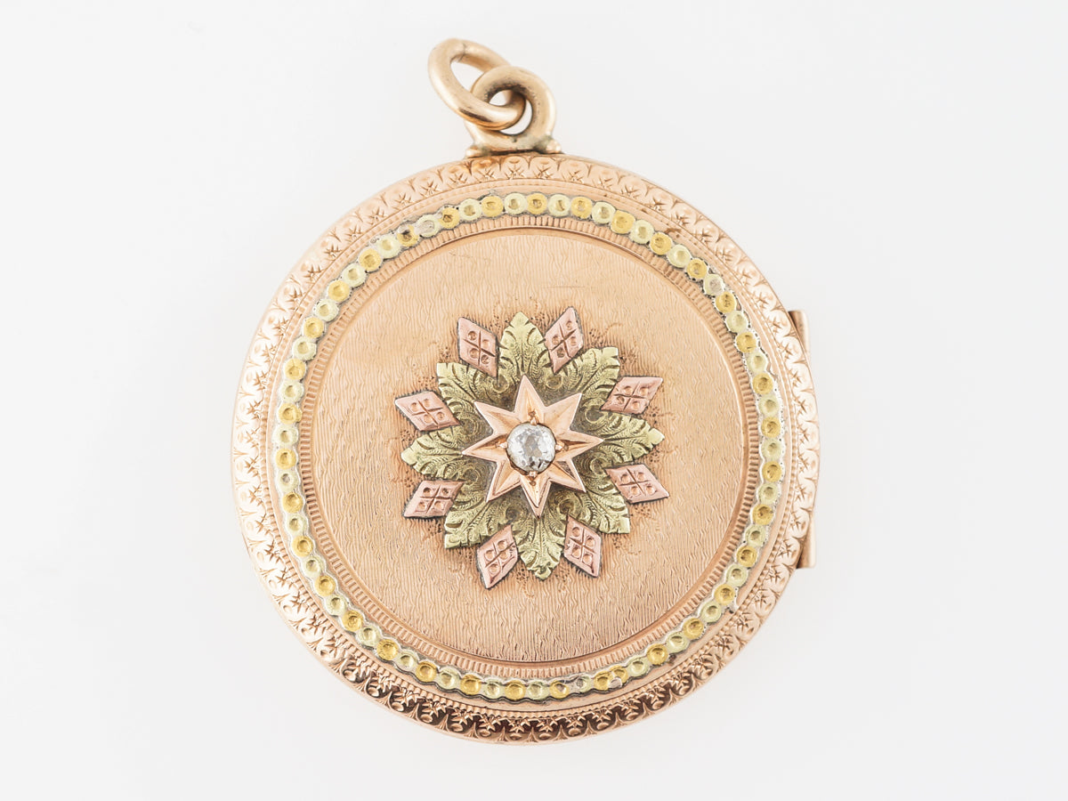 Antique Victorian Pendant w/ Diamond in Rose Gold