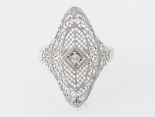 Antique Right Hand Ring Art Deco .04 Single Cut Diamond in 14k White Gold