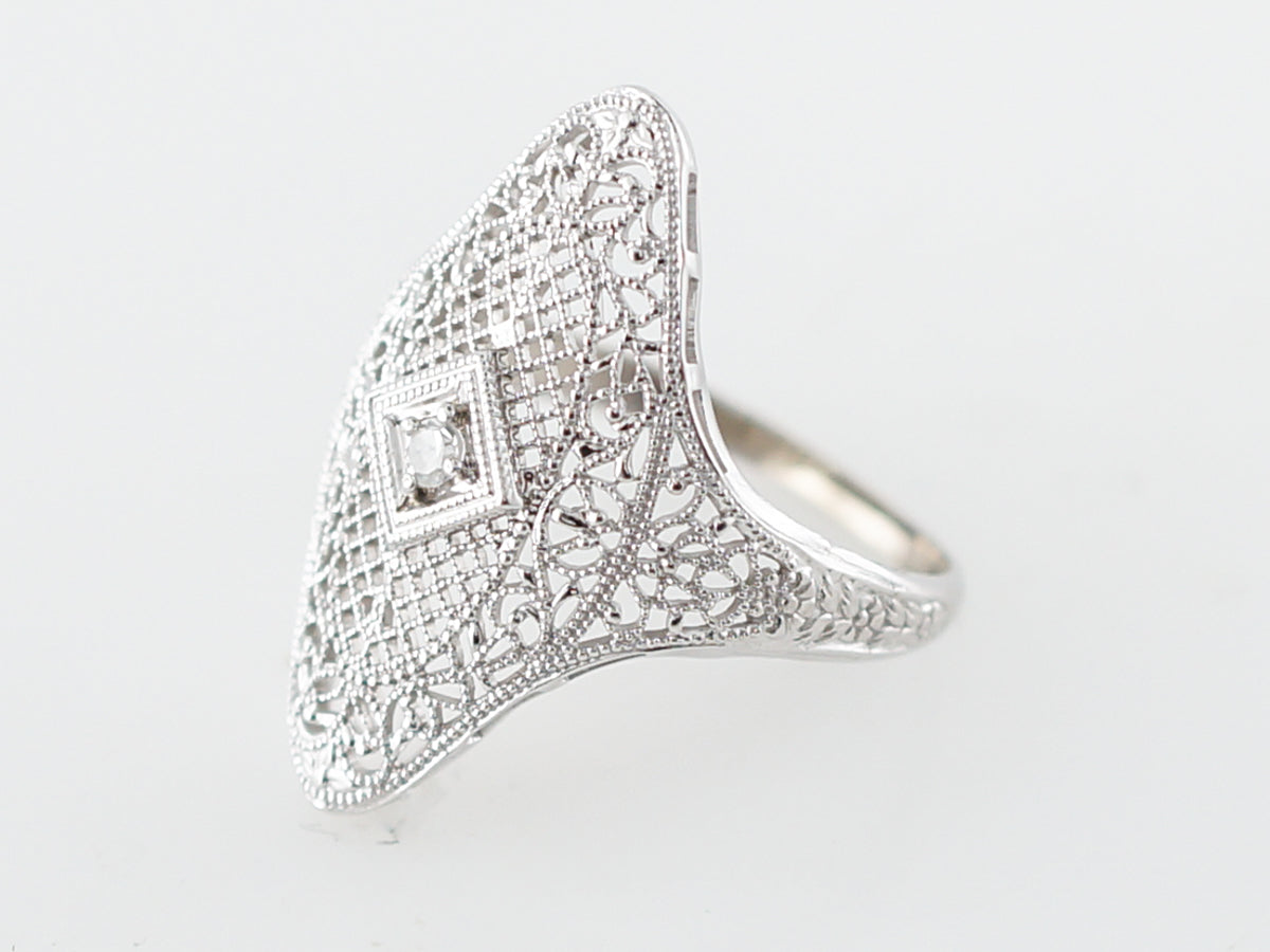 Antique Right Hand Ring Art Deco .04 Single Cut Diamond in 14k White Gold
