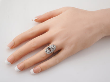 Antique Right Hand Ring Art Deco .05 Round Brilliant Cut Diamond in 14k White Gold