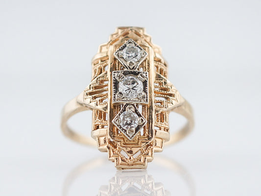 Antique Right Hand Ring Art Deco .22 Round Brilliant & Single Cut Diamonds in 14k Yellow Gold