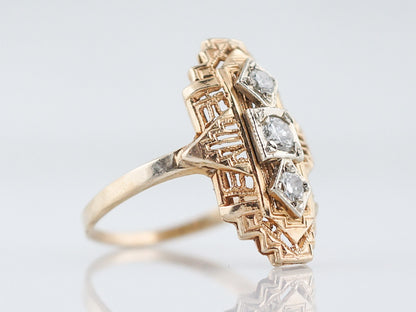 Antique Right Hand Ring Art Deco .22 Round Brilliant & Single Cut Diamonds in 14k Yellow Gold