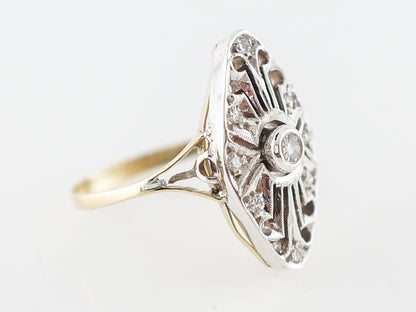 Antique Right Hand Ring Art Deco .30 Round Brilliant Cut Diamonds in 18k Yellow & White Gold