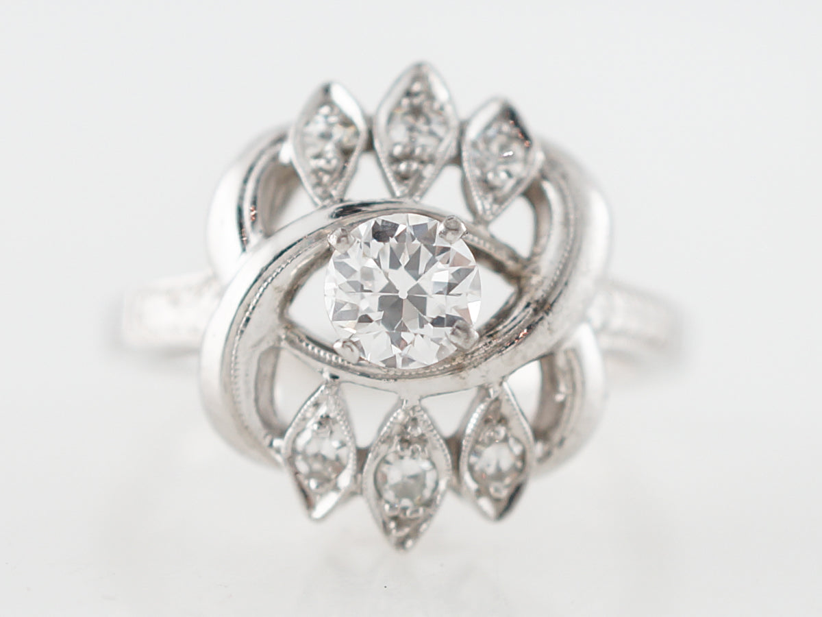 Vintage Right Hand Ring Art Deco .44 Old European Cut Diamond ...