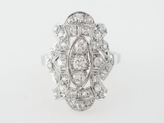 Antique Right Hand Ring Art Deco 1.65 Old European Cut Diamonds in Platinum