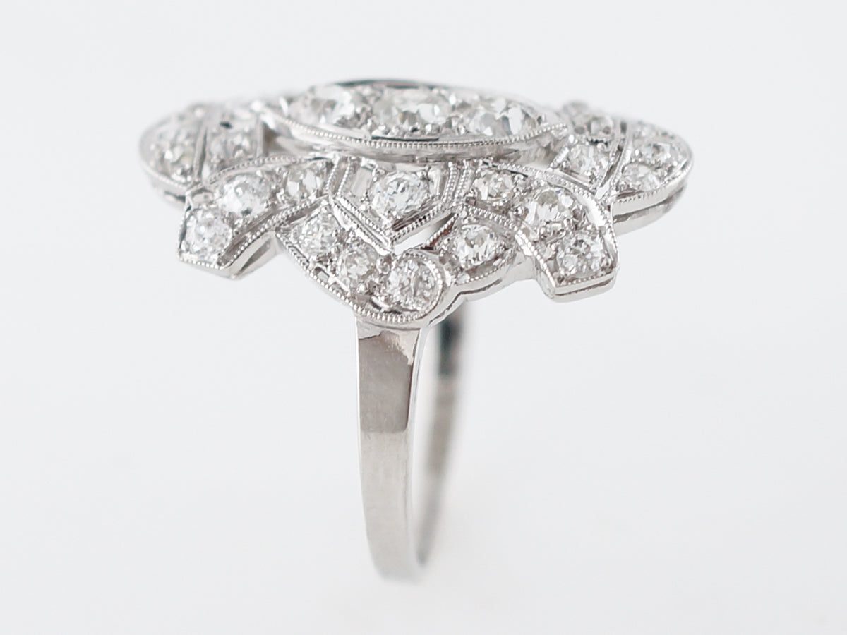 Antique Right Hand Ring Art Deco 1.65 Old European Cut Diamonds in Platinum