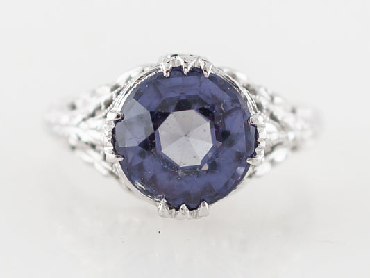 Vintage Right Hand Ring Art Deco 2.19 Round Cut Amethyst in 14k White Gold