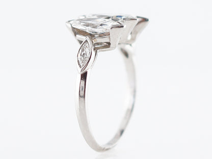 Antique Right Hand Ring Art Deco 2.85 Marquise Cut Diamonds in Platinum