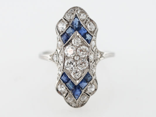 Antique Right Hand Ring Edwardian 1.03 carat Old European Diamonds in Platinum