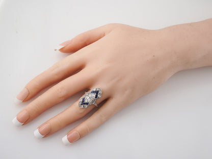 Antique Right Hand Ring Edwardian 1.03 carat Old European Diamonds in Platinum