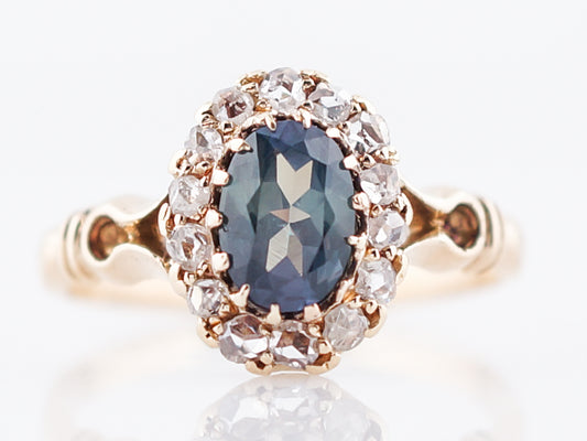 Antique Right Hand Ring Victorian .93 GIA Oval Cut Natural Color Changing Alexandrite in 14k Yellow Gold