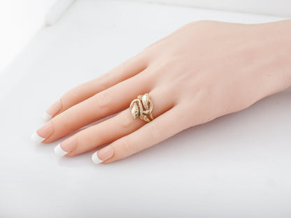 Antique Right Hand Snake Ring Victorian 10k Yellow Gold