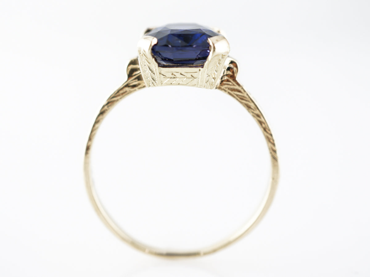Antique Sapphire Engagement Ring in Yellow Gold